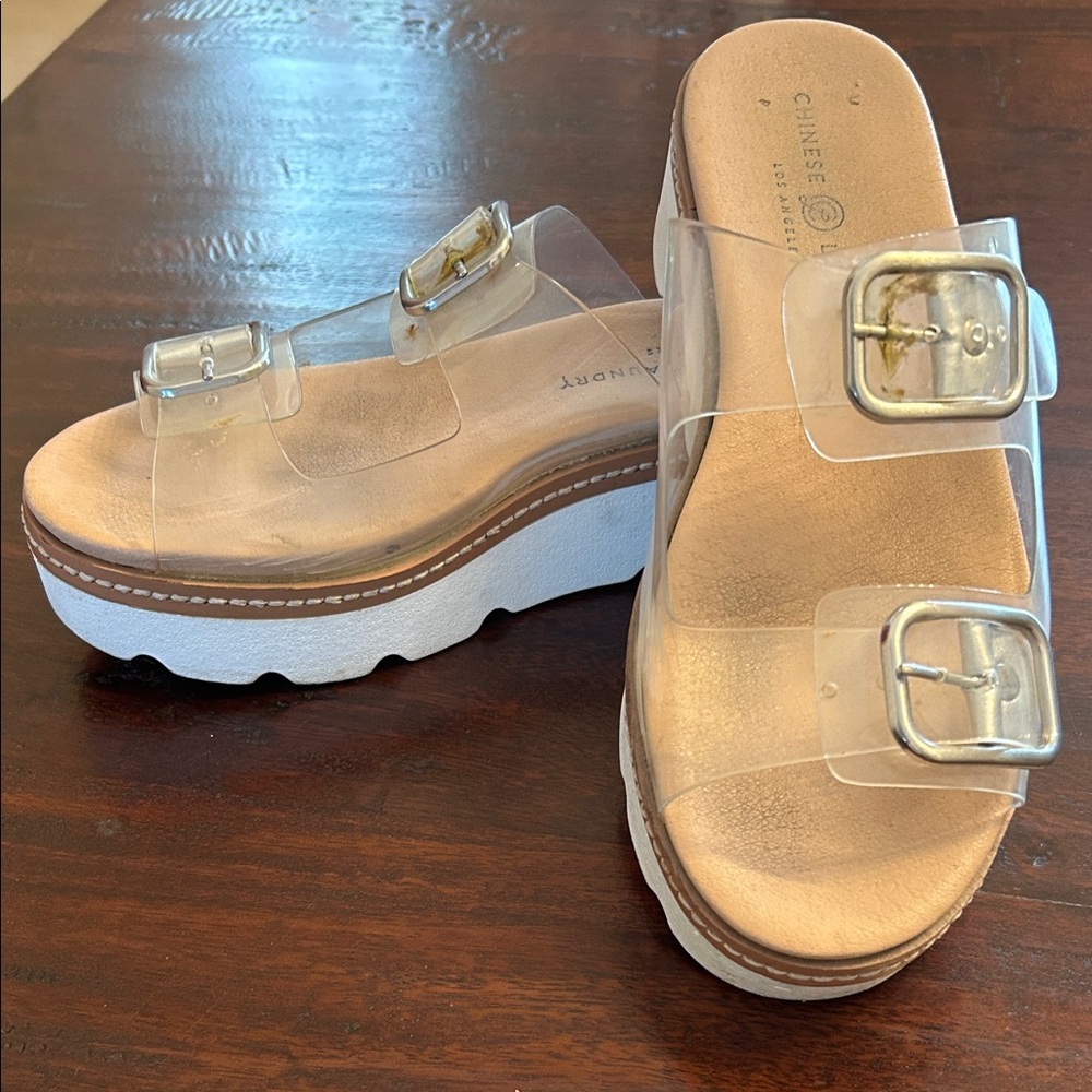 Chinese Laundry Clear Buckle platform Mules - Picture 3 of 6